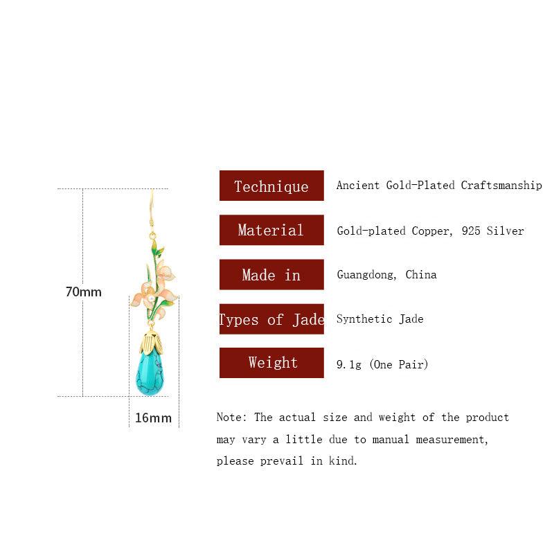 Lily of the Valley - New Chinese Mori Enamel Ancient Style Earrings