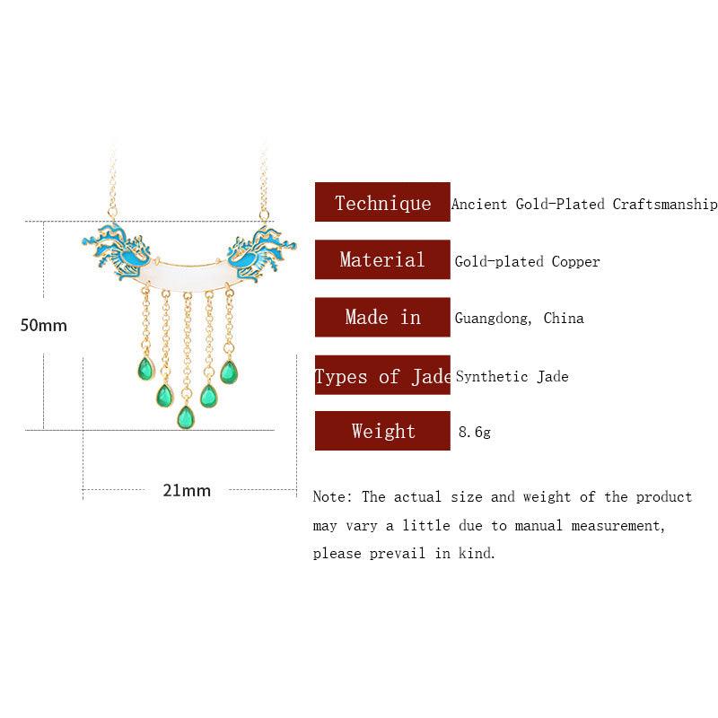Twin Phoenix - Chinese Classical Enamel Tassel Necklace