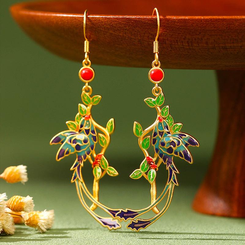 Phoenix - Chinese Cloisonné Earrings