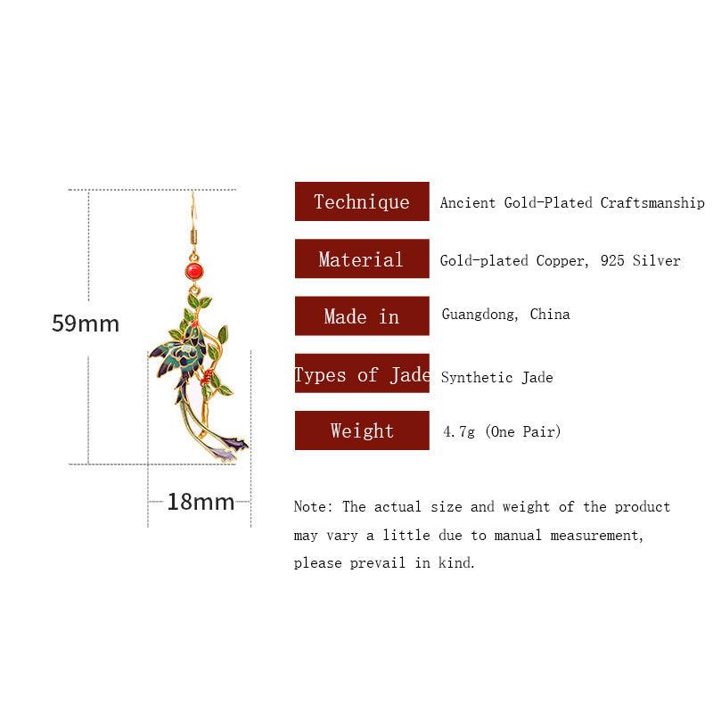 Phoenix - Chinese Cloisonné Earrings