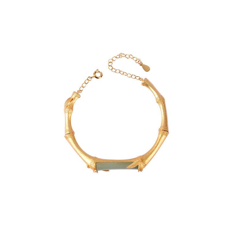 Bamboo - Chinese Gold-Plated Jade Inlaid Bracelet
