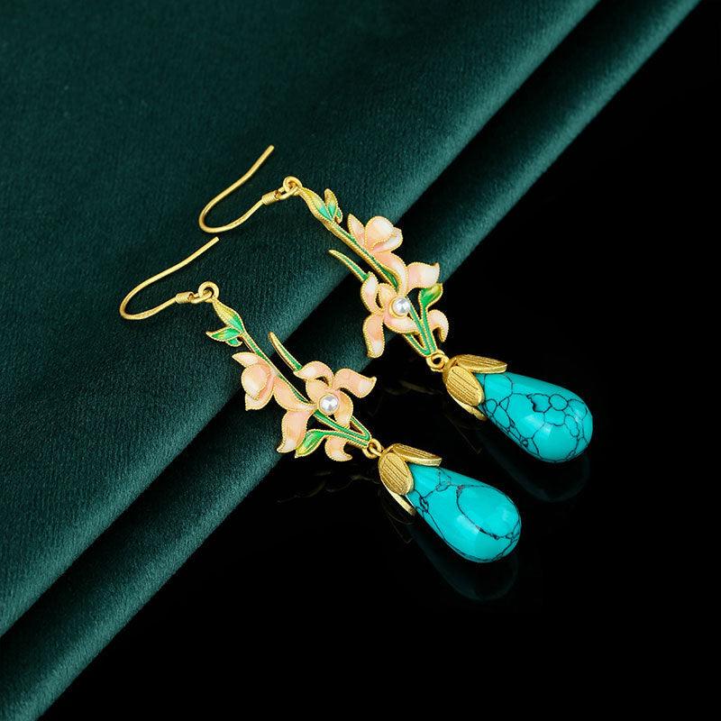 Lily of the Valley - New Chinese Mori Enamel Ancient Style Earrings