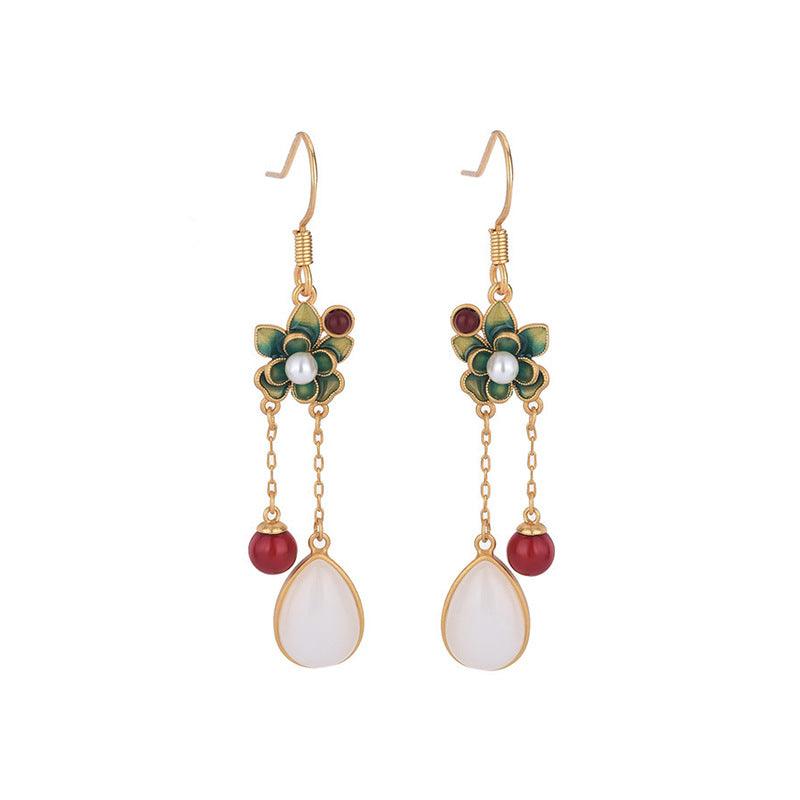 Floret - Chinese Court Style Long Tassel Earrings