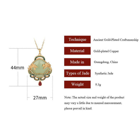Dragon & Phoenix - Chinese Style Enameled Jade Set Necklace