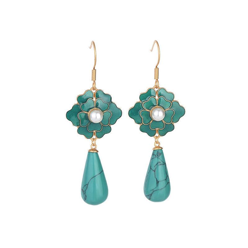 Camellia - Ethnic Cloisonné Vintage Earrings