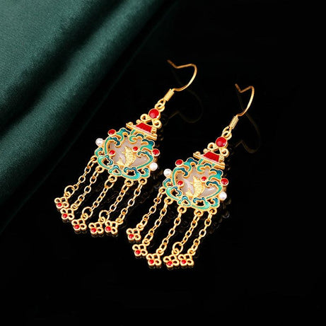 Lucky Koi - Chinese Court Style Gold-Plated Tassel Earrings