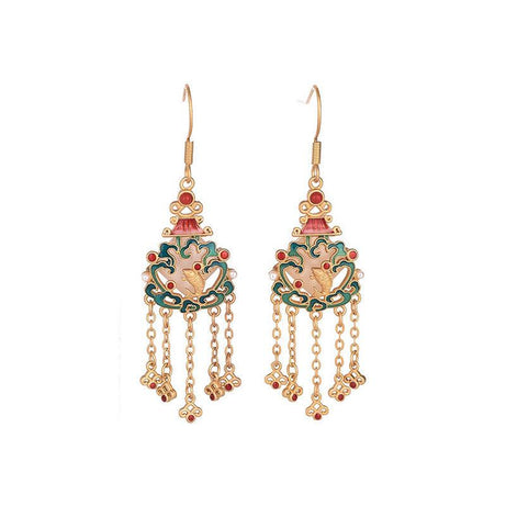 Lucky Koi - Chinese Court Style Gold-Plated Tassel Earrings