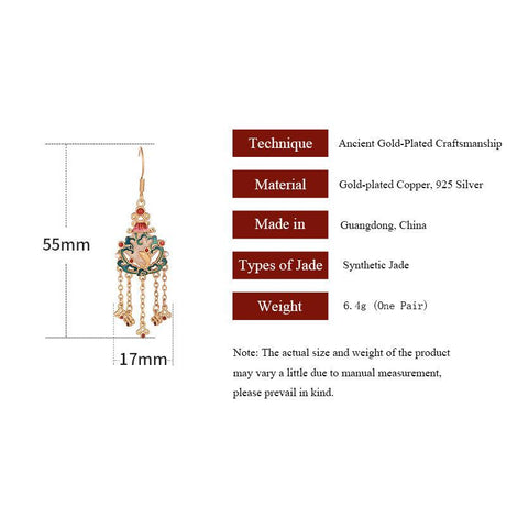 Lucky Koi - Chinese Court Style Gold-Plated Tassel Earrings