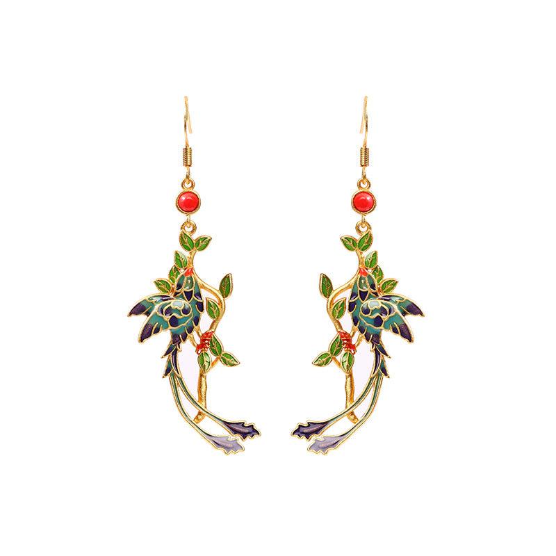 Phoenix - Chinese Cloisonné Earrings