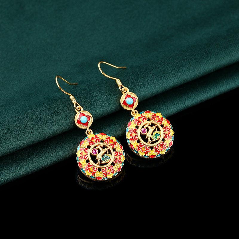 Flowers in Bloom - Court Style Enameled Vintage Earrings